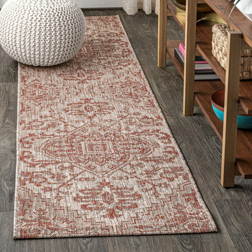 Estrella Bohemian Medallion Textured Weave Indoor/outdoor Runner Rug